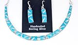 Navajo Silver Turquoise Lab Opal Necklace Earring Set
