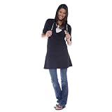 Apparel : Navy Blue short sleeve tunic length hang out hoodie with V neck. 5 Adult sizes