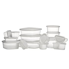 Premier Housewares 15-Piece Plastic Storage Containers Clear with White Lids
