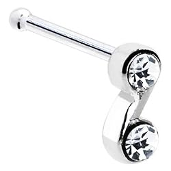 Sterling Silver Clear Gem Swirl Nose Bone