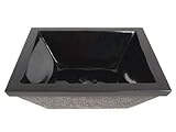 IMAGE OF Square Rough Polish Black Stone Vessel Bathroom Sink