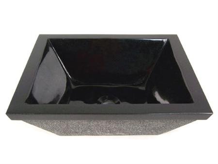 Square Rough Polish Black Bathroom Sink