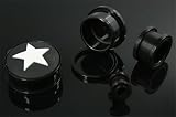 Solid UV Acrylic Screw-on Plugs - White Star 6G Sold as a Pair