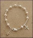 FCB-Rosary (White) Rosary Bracelet (White Pearl) Sterling Silver Girls Childrens Jewelry, white pearl rosary bracelet