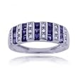 Blue Sapphire & Diamond Ring Crafted in 14K White Gold Size 7