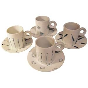 ArtisanStreet's 8- Piece China Espresso Coffee Set with Abstract Design on White China. by 