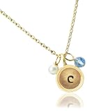 Lucky Feather Letter Coin Charm Necklace - Initial C
