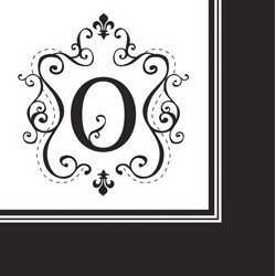 Monogram Black & White Cocktail Napkins - O