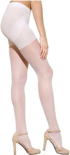 Sculptz Women's Chevron Sheer Shaping Pantyhose -Large White