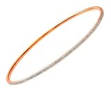 9ct Rose Gold 0.55ct Pave Set Diamond Bangle of 6.5cm