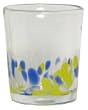 Hand Blown Glass with Yellow and Blue Decorated Rocks Glass 4"H Set of Four