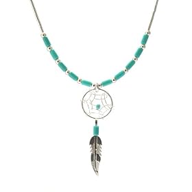 Dream Catcher Turquoise Necklace Set In .925 Sterling Silver