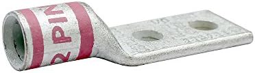 Huya UL Listed LB103843P-250 Code Conductor Lug, Two Hole, Long Barrel With Window, 1/0 AWG Copper Conductor Size, Pink Color Code, 3/8'' Stud Hole Size, 1.75" Stud Hole Spacing, 1-1/2" Wire Strip Length (Price For: Pack of 500)