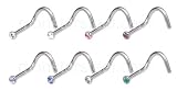 * LOT of 8 * Pressure Set Nose Ring Screw Body Jewelry