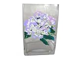 ArtisanStreets Hydrangea Bridal Vase. Blue, Purple & White Blossom on Hand Painted on Clear Glass. One of a Kind, Signed by Artisan