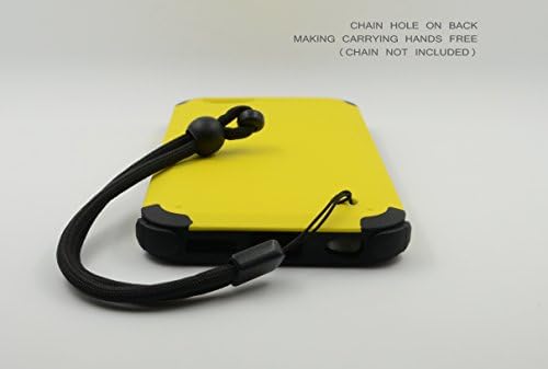 I-Phone 6 (4.7 inch) case, Casewide, Chainlink Series, Heavy Duty, Light weighted, Dual layer designed case combined of polycarbonate hard outer shell and inner TPU. Coated with premium soft matt skin, anti-scratch, anti-shock, chain hole on back making carrying hands free (chain not included) (I-Phone 6, Black and Yellow)