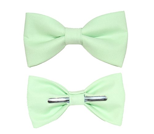 Boys Mint Green Clip On Cotton Bow Tie