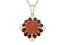 1 1/2 Carat Garnet, Red Jade and Diamond 14K Yellow Gold Pendant w/Chain