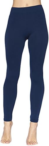 Reypo Women's Seamless Full Length Leggings (Navy (Fleece)),One Size