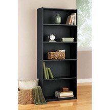 5 Shelf Bookcase Black Wood Finish