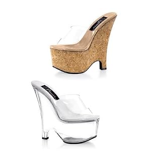 6.5 Inch Wedge Mule Comes In Cork Clear Or Clear. Formerly Pl-Barbie-601 by SexyBlvd