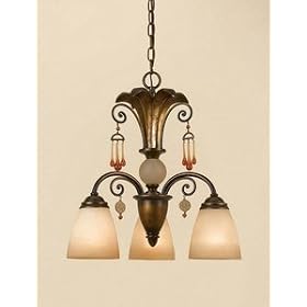 Milan 3 Lt Chandelier with Antique Gold finish and Antique glass by AF LIGHTING