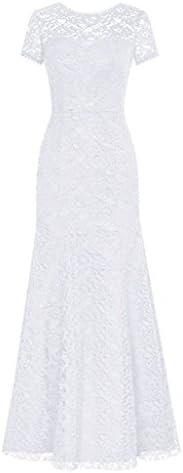 Agneslove Cap Sleeve Lace Prom Dresses Long Evening Party Dress White US 18W