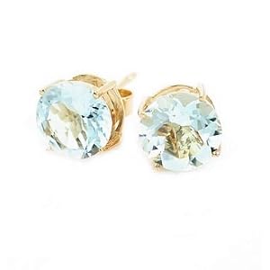Large Aquamarine Stud Earrings set in 14k gold by