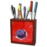 Patricia Sanders Flowers - red poppy - Tile Pen Holders-5 inch tile pen holder