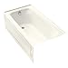 KOHLER K-1151-GLA-96 Bancroft 5-Foot BubbleMassage Bath with Left Hand Drain, Biscuit