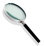 Powerful 4X Magnifier Glass - Large 4" Lens - Chrome with Bakelite Handle
