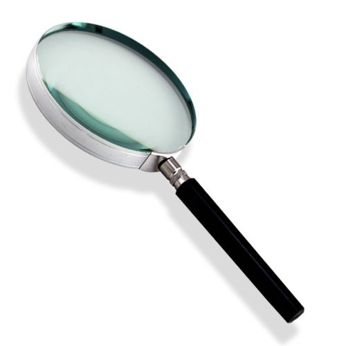 Powerful 2X Magnifier Glass - Large 4" Lens - Chrome with Bakelite Handle