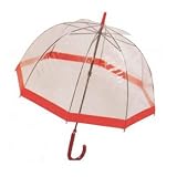 CLEAR DOME SEE THROUGH UMBRELLA RED - NEW & IMPROVED DESIGN
