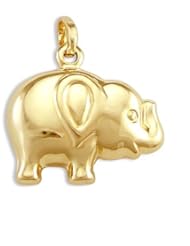 Elephant Pendant 14k Yellow Gold Animal Charm