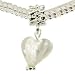 LovingtheBead &copy; White Murano Glass Heart Dangle Slide-on & Slide-Off Bead Charm