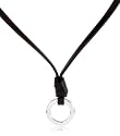 Fossil Damen-Charmcollier Leder Edelstahl 40-45cm Schwarz JF82843040