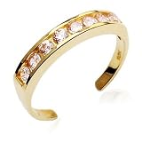 10Kt. Gold Solitaire Pink Cubic Zirconia Toe Ring
