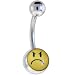 Jewelry : Yellow Smiley Face FROWN Logo Belly Button Ring