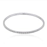 Platinum Plated Sterling Silver Genuine Diamond Accent Bangle Bracelet, 7.5