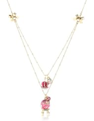 Betsey Johnson "Imperial Princess" Crown and Egg 2 Row Necklace, 19"
