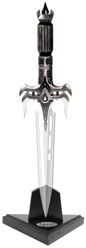 Trelek Dagger with Display Stand - From the Steel Apocalypse Series by United Cutlery - Very Detailed Knife with Wooden Display Stand