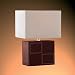 2 Hand Stitched Leather Effect Brown Cubic Design Table Lamps with Faux Suede Shades