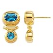 14K Yellow Gold Swiss Blue Topaz Earrings
