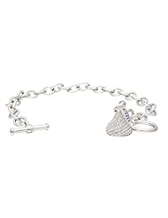 Sterling Silver with CZ Small Flat Back Shaped Hershey`s Kiss Bracelet with One Hershey`s Kiss