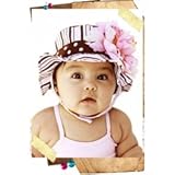Jamie Rae Pink & Brown Sun Hat with Pink Peony Size 3-12 Months