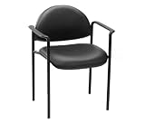 Boss Caressoft Stackable Chair With Arms Vinyl Black - B9501V