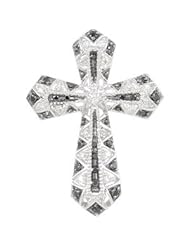 14K White Black & White Diamond Cross Pendant 30.90X22.70 mm 1 3 Ct Tw