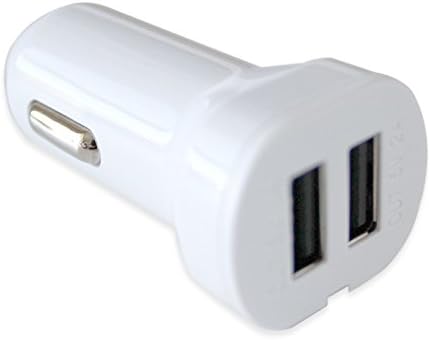 Dual USB Car Charger - 2.1a/1a - White High Speed Total 5v for Samsung Galaxy, Iphone Series, Players, Ebook , Etc