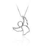Sterling Silver Diamond Accented Angel Pendant w/ 18" Chain - 18"