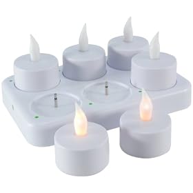 Mark Feldstein & Associates JS614 Set of 6 Rechargeable White Tea Lights